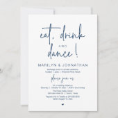 Eat, Drink and Dance, Modern Wedding Reception Kaart (Voorkant)