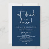 Eat, Drink and Dance, Modern Wedding Reception Kaart (Voorkant)