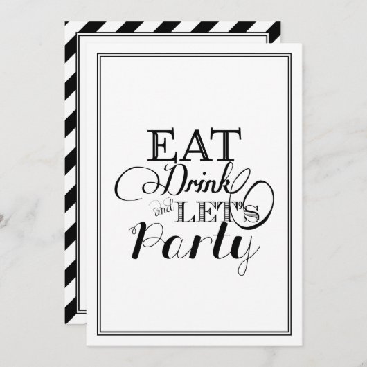 Eat Drink and Let's Party Kaart (Voorkant / Achterkant)