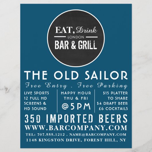 Eat, Drink Bar & grill Logo, Pub/Brewery Flyer (Voorkant)
