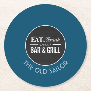 Eat, Drink Bar & grill Logo, Pub/Brewery Ronde Kartonnen Onderzetter