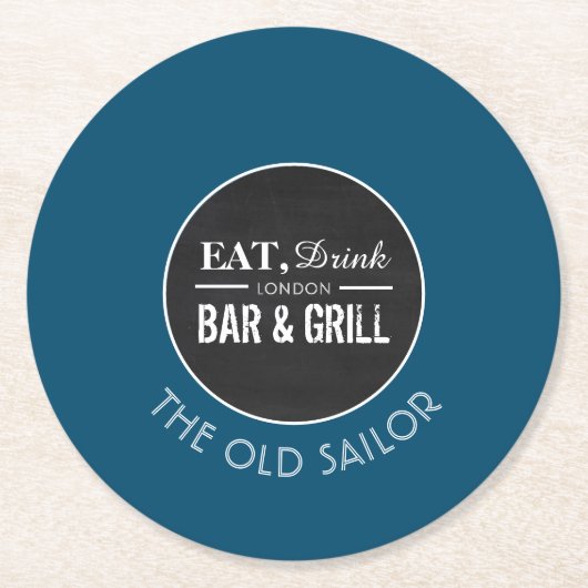 Eat, Drink Bar & grill Logo, Pub/Brewery Ronde Kartonnen Onderzetter (Voorkant)