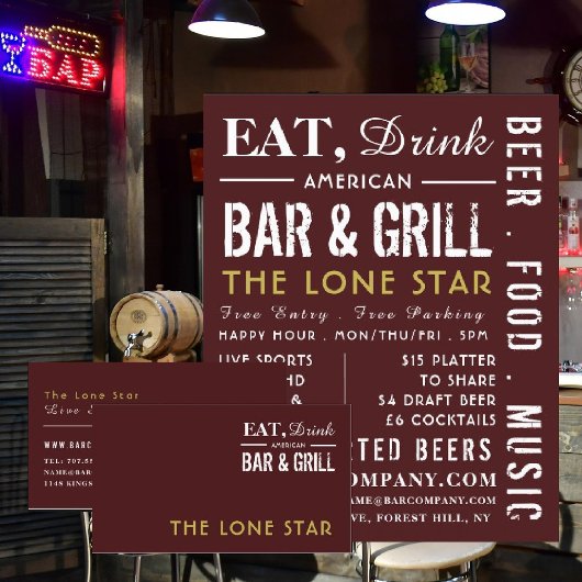 Eat, Drink Bar & Grill, Pub/Brewery Adverteren Flyer