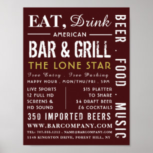 Eat, Drink Bar & Grill, Pub/Brewery Adverteren Poster