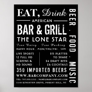 Eat, Drink Bar & Grill, Pub/Brewery Adverteren Poster