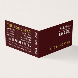 Eat, Drink Bar & Grill, Pub/Brewery, Gedetailleerd Visitekaartje