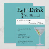 Eat Drink & BE-gehuwde bridal Shower Invitation Kaart (Voorkant / Achterkant)