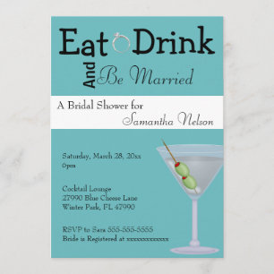 Eat Drink & BE-gehuwde bridal Shower Invitation Kaart