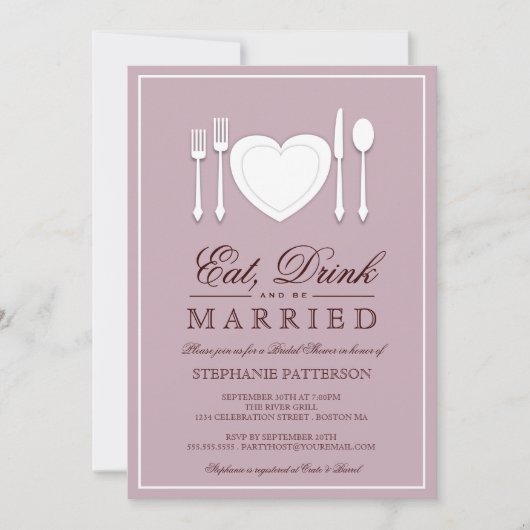 Eat Drink & BE-gehuwde bridal Shower Invitation Kaart (Voorkant)