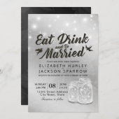 EAT Drink & Be Getrouwd Bruiloft Mason Jars Lights Kaart (Voorkant / Achterkant)