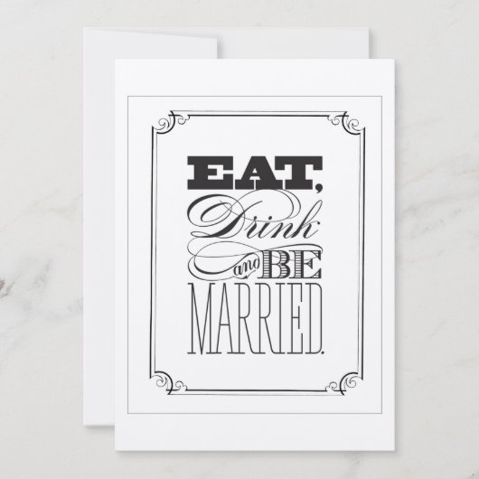 Eat Drink & BE huwelijksuitnodiging Kaart (Voorkant)