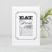 Eat Drink & BE huwelijksuitnodiging Kaart (Staand voorkant)