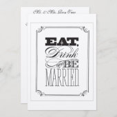 Eat Drink & BE huwelijksuitnodiging Kaart (Voorkant / Achterkant)