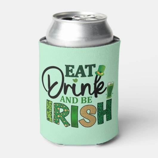 Eat Drink Be Irish Golf Beer Koelbox Koozie (Blikje Voorkant)