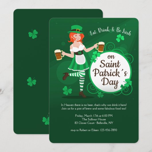 Eat, Drink & Be Irish Invitation Kaart (Voorkant / Achterkant)