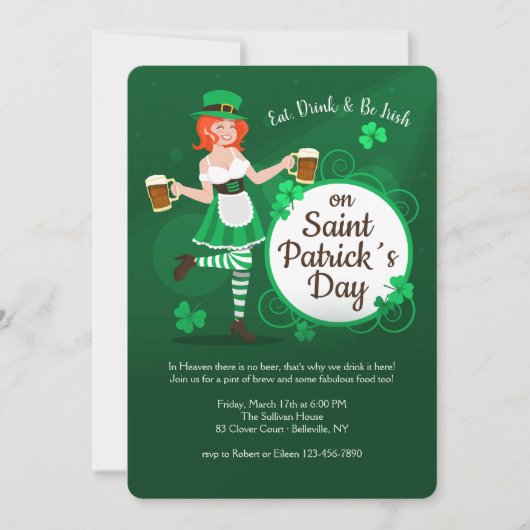 Eat, Drink & Be Irish Invitation Kaart (Voorkant)