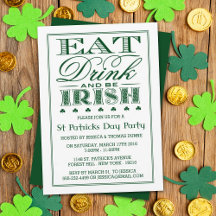 Eat, Drink & Be Irish St. Patrick's Day Invitation