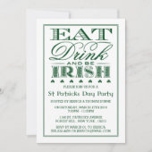 Eat, Drink & Be Irish St. Patrick's Day Invitation Kaart (Voorkant)