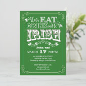 Eat, Drink & Be Irish St. Patrick's Day Invitation Kaart (Staand voorkant)