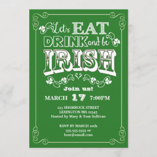 Eat, Drink & Be Irish St. Patrick's Day Invitation Kaart