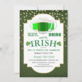 Eat, Drink, BE Irish St Patrick's Party Invitation Kaart (Voorkant)