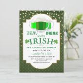 Eat, Drink, BE Irish St Patrick's Party Invitation Kaart (Staand voorkant)