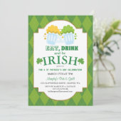 Eat, Drink, BE Irish St Patrick's Party Invitation Kaart (Staand voorkant)