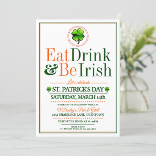 Eat/Drink/BE Irish St.Pat's Party Uitnodigingen