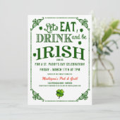 Eat/Drink/BE Irish St.Pat's Party Uitnodigingen (Staand voorkant)