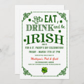 Eat/Drink/BE Irish St.Pat's Party Uitnodigingen (Voorkant / Achterkant)