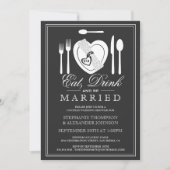 Eat Drink & Be Married Couwers Shower Invitation Kaart (Voorkant)