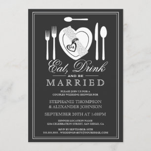 Eat Drink & Be Married Couwers Shower Invitation Kaart