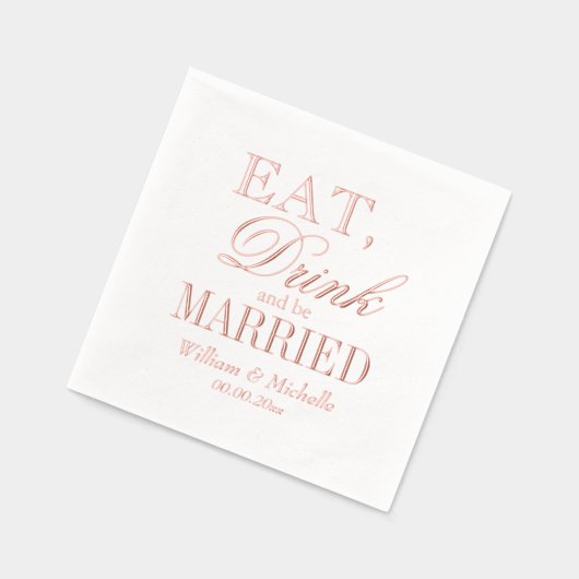 Eat Drink & Be Married custom bruiloftsfeest brons Folie Servetten (Links)