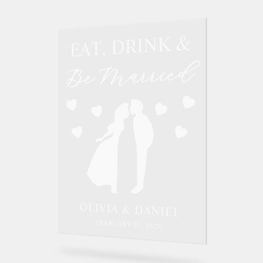 Eat, Drink & Be Married Custom Wedding Acryl Bord (Hoek)