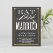 Eat Drink & Be Married Engagement Party nodigt uit Kaart (Staand voorkant)