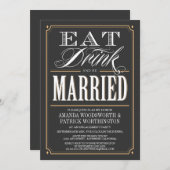 Eat Drink & Be Married Engagement Party nodigt uit Kaart (Voorkant / Achterkant)