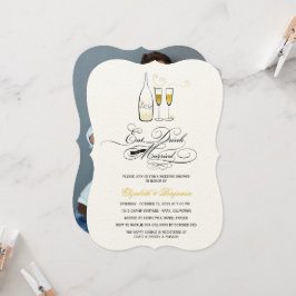 Eat Drink & Be Married Gold Champagne Chic Wedding Kaart