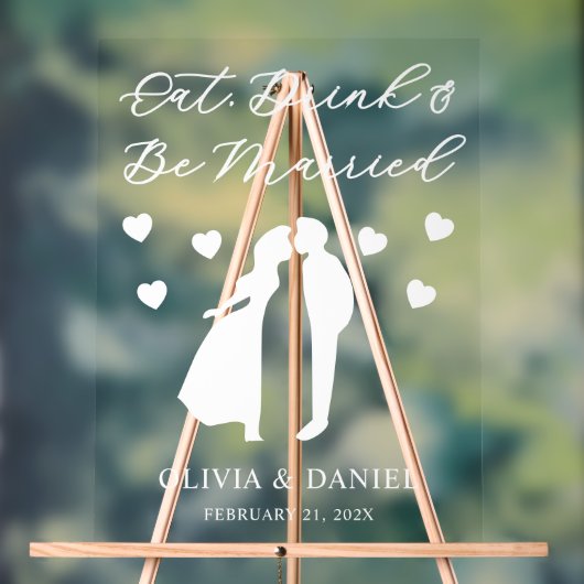 Eat, Drink & Be Married Personalized Wedding Acryl Bord (Neutraal)