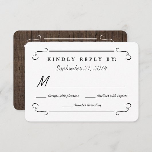 Eat Drink Be Married Rustic Wood Rounded RSVP (Voorkant / Achterkant)