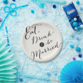 Eat Drink & be Married Script Calligraphy Wedding Papieren Bordje (Feest)