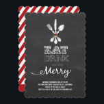 Eat Drink Be Merry Chalkboard Holiday Party Uitnod Kaart<br><div class="desc">Ontworpen door: fat*fa*tin. Eenvoudig aan te passen met uw eigen tekst,  foto of afbeelding. Voor douaneverzoeken,  te contacteren gelieve vet*fa*tin direct. Aangepaste kosten zijn van toepassing op www.zazzle.com/fat_fa_tin www.zazzle.com/color_therapy www.zazzle.com/fatfatin_blue_knot www.zazzle.com/fatfatin_red_knot www.zazzle.com/fatfatin_box www.zazzle.com/fatfatin_ink</div>