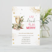 Eat Drink & Be Merry Champagne Flowers Kaart (Staand voorkant)