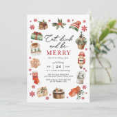 Eat Drink Be Merry Christmas Dinner Party Kaart (Staand voorkant)