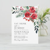 Eat Drink Be Merry Christmas Dinner Party Kaart (Staand voorkant)