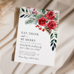 Eat Drink Be Merry Christmas Dinner Party Kaart