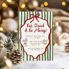 Eat Drink & Be Merry Christmas Party Bow Kaart