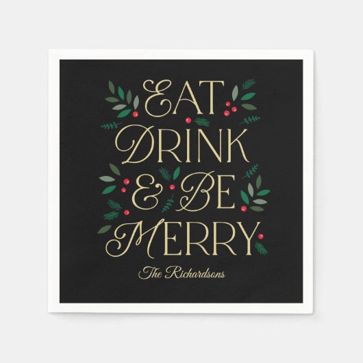 Eat Drink Be Merry Christmas Party servetten (Voorkant)