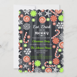 Eat Drink Be Merry Christmas Snoep Sneeuwvlokken Kaart