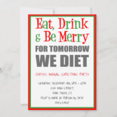 Eat Drink Be Merry Funny Kerstfeest Kaart (Voorkant)