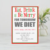 Eat Drink Be Merry Funny Kerstfeest Kaart (Staand voorkant)